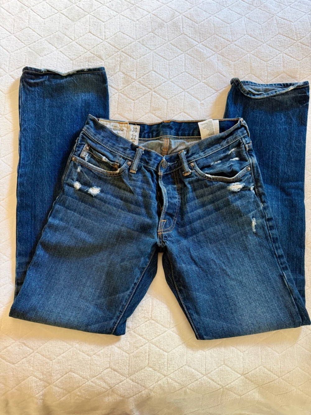 Abercrombie & Fitch Slim Straight Jeans Mens 30x32 Medium Wash Y2K Grunge Denim - Picture 2 of 14